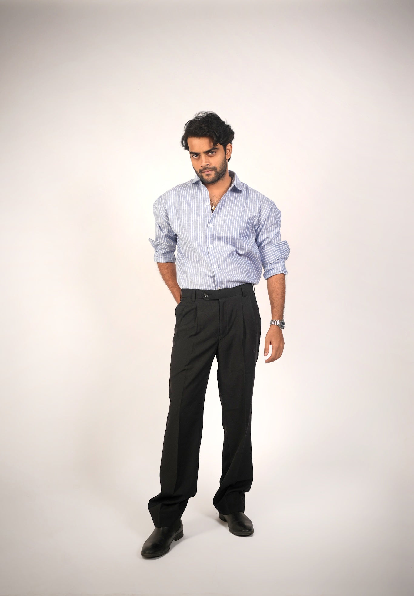 Stripe Linen Cotton Blend Shirt