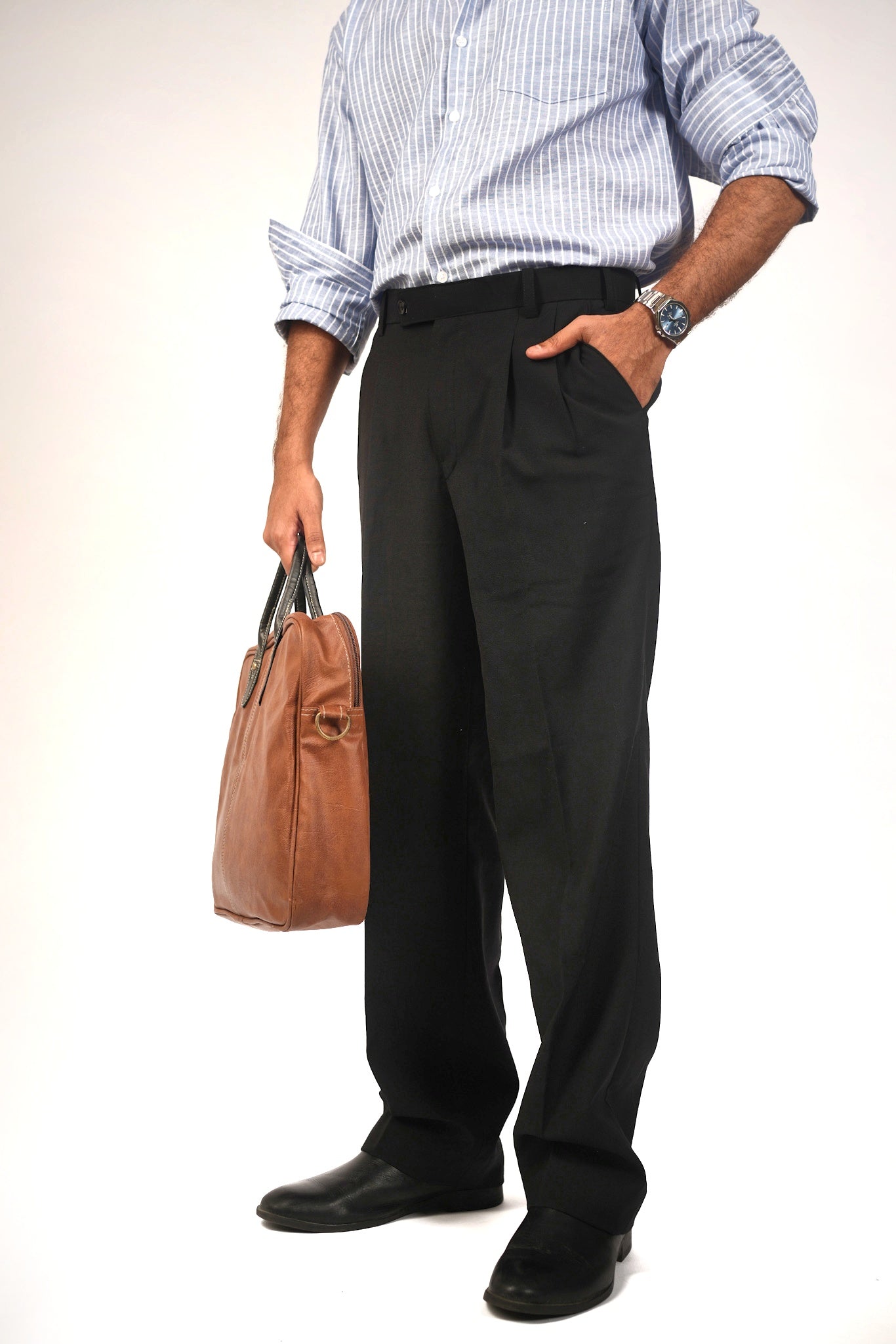 Black Wool Viscose Trouser