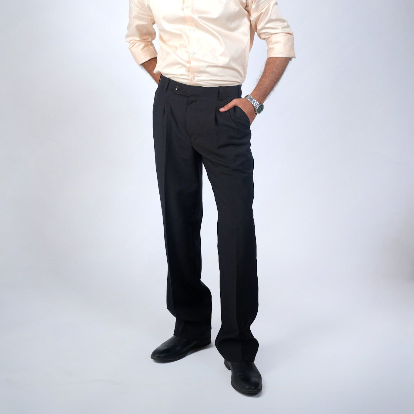 Black Wool Viscose Trouser