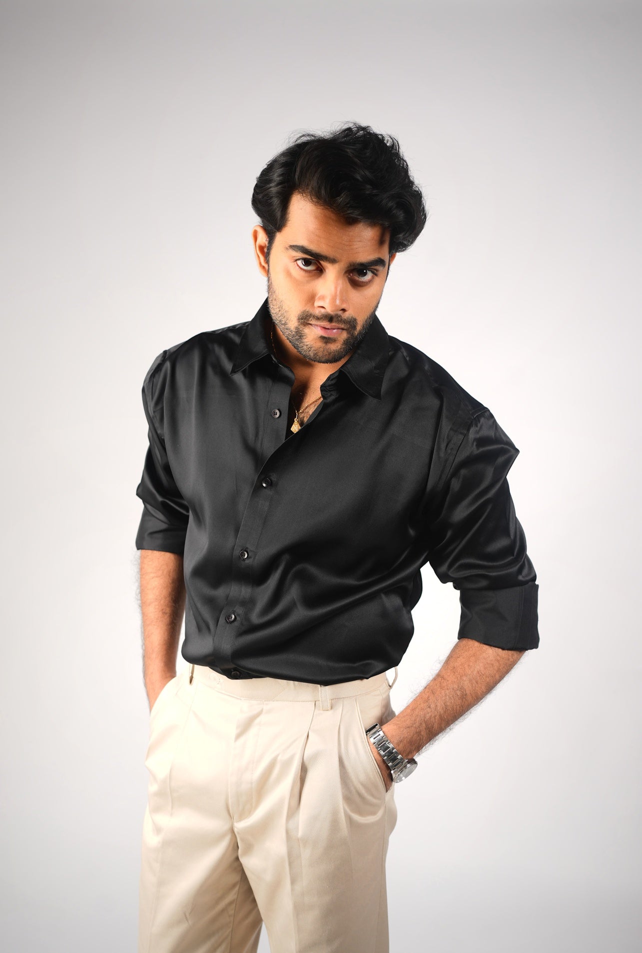 Black Satin Shirt