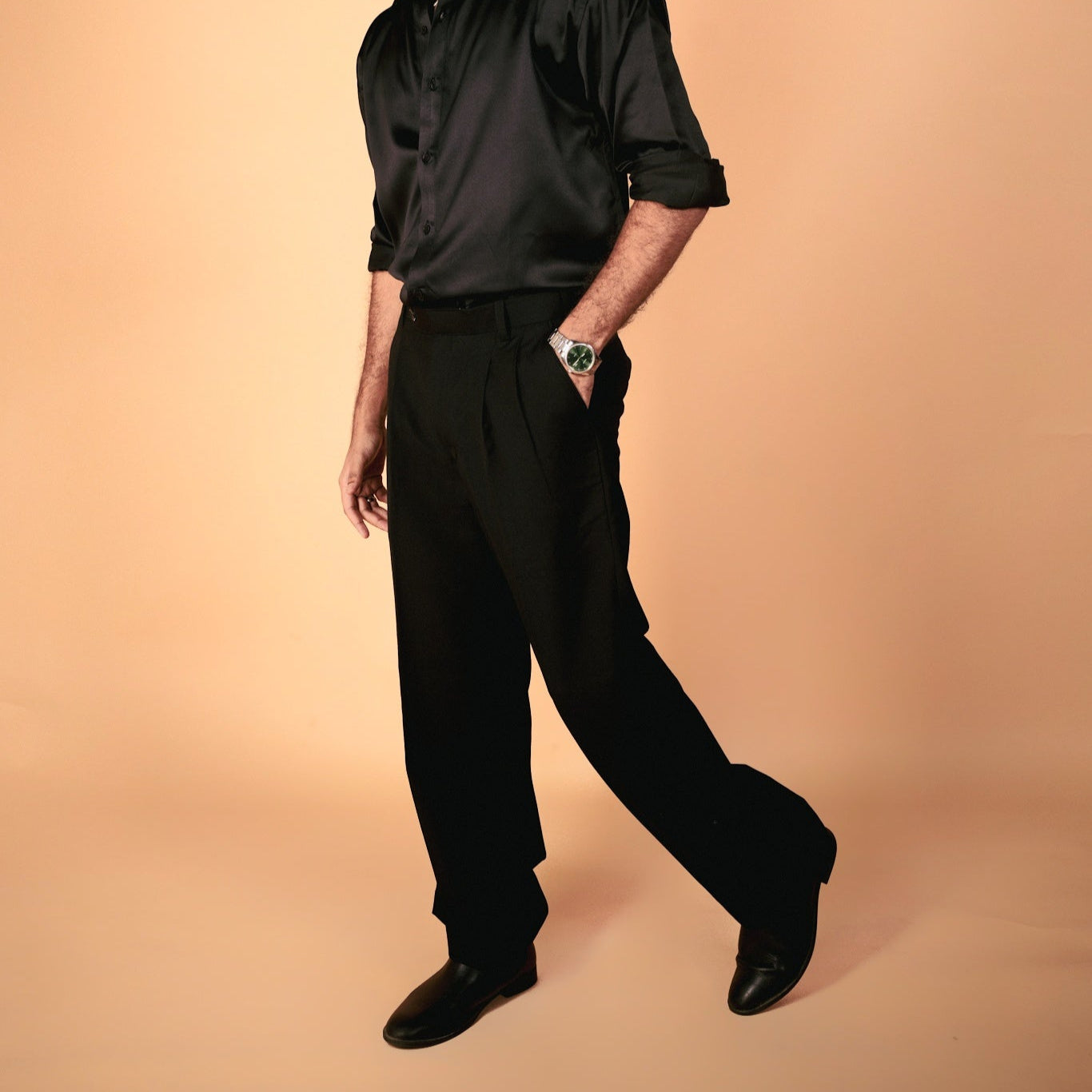 Black Wool Viscose Trouser