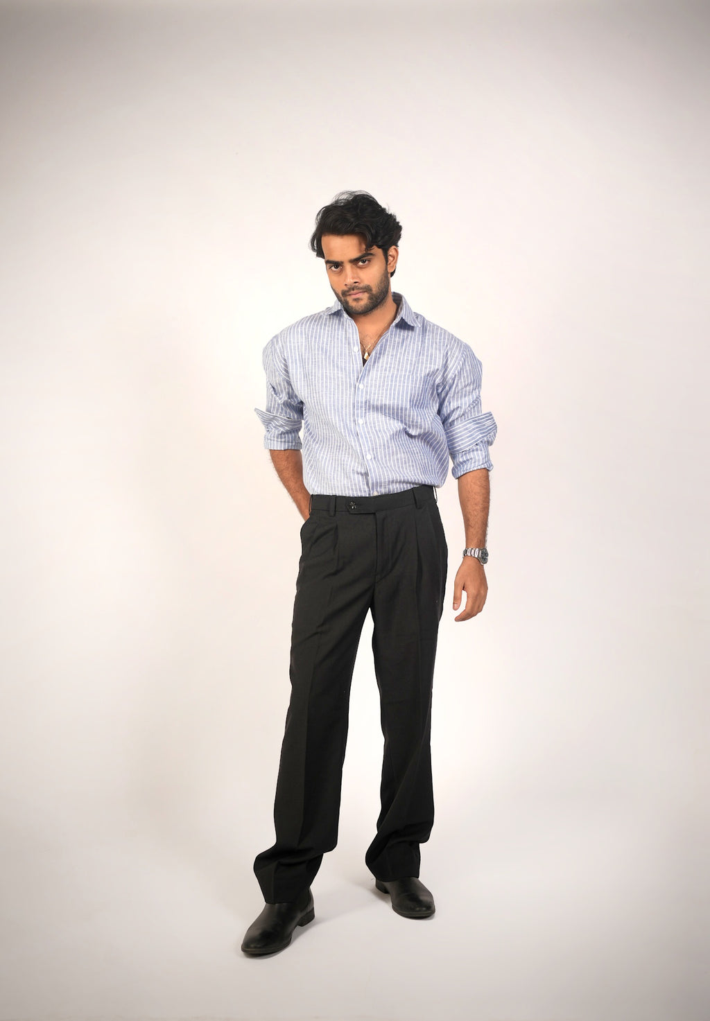 Stripe Linen Cotton Blend Shirt