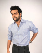 Stripe Linen Cotton Blend Shirt